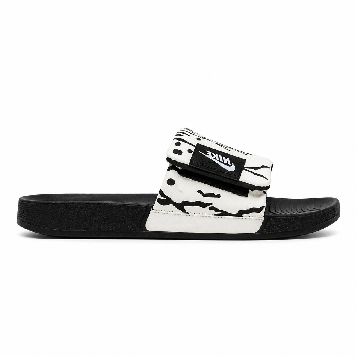 Men's Black White Abstract Printed Slides