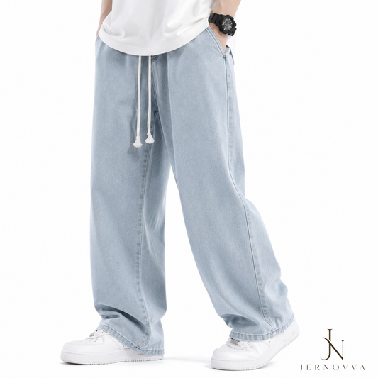 Men’s Oversized Baggy Jeans – Light Wash Wide Leg Denim Pants