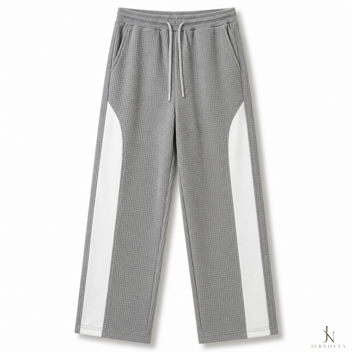 Men's Waffle Knit Track Pants – Light Grey Casual Trousers
