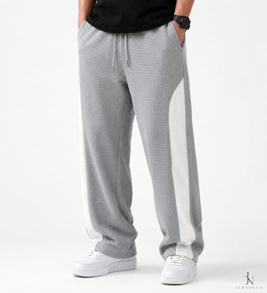 Men's Waffle Knit Track Pants – Light Grey Casual Trousers