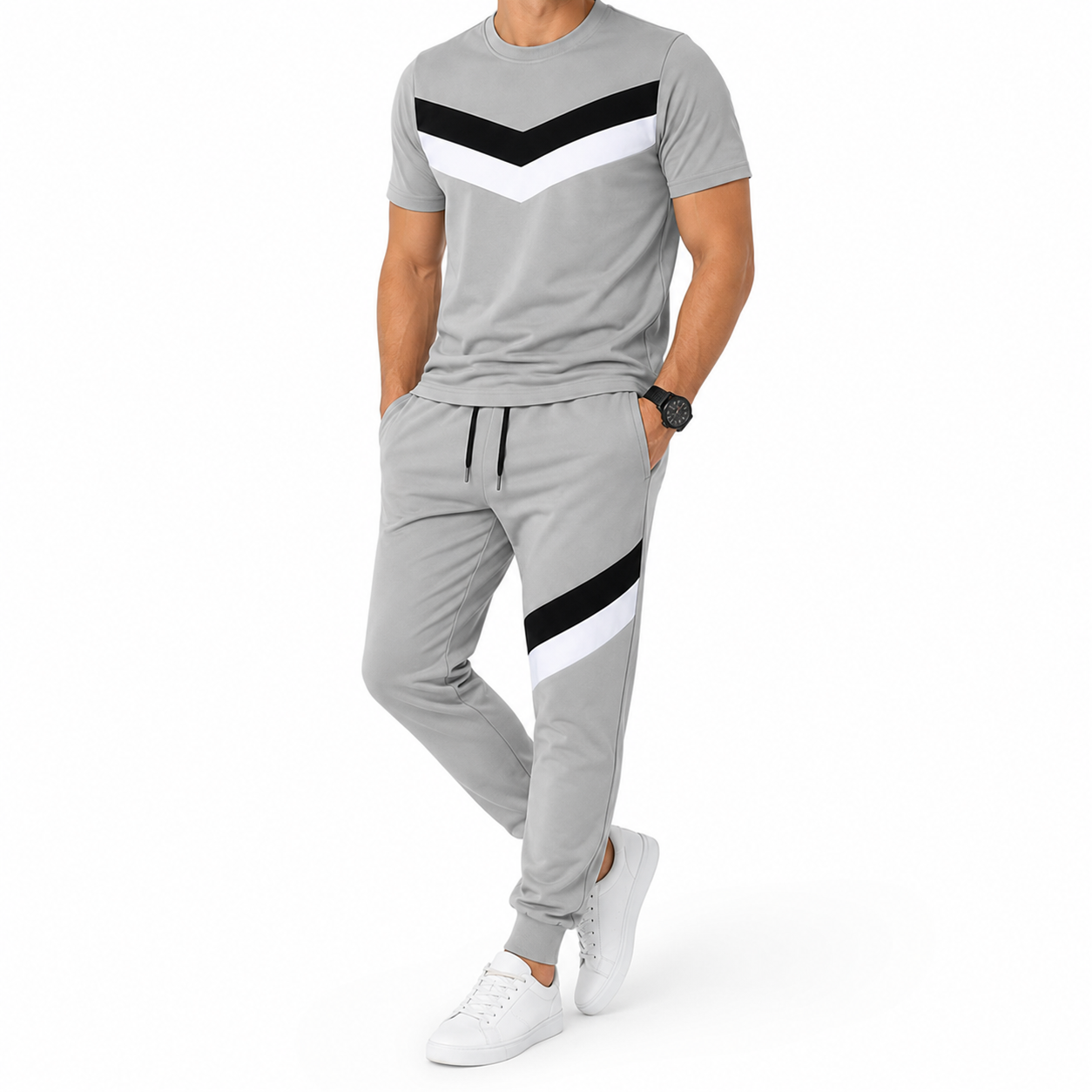 Men's Grey Sports Tracksuit Set