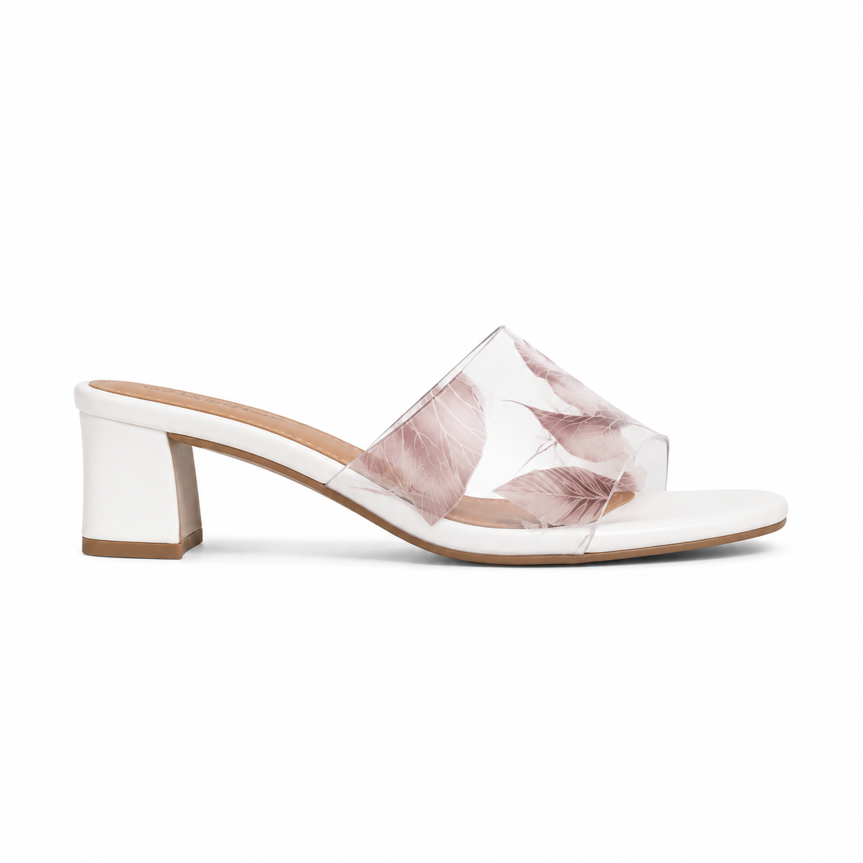 Women's White Transparent Floral Block Heels