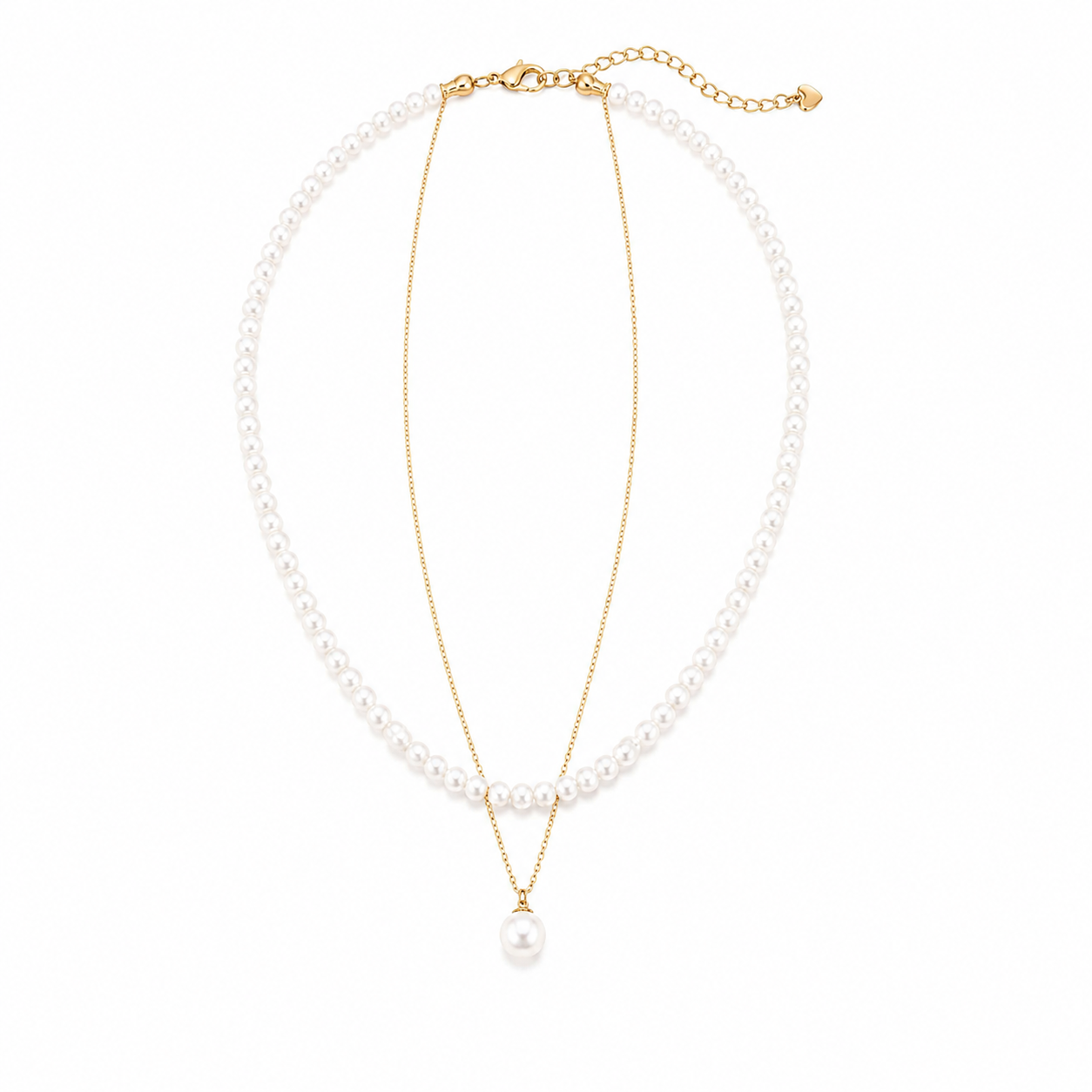 Elegant Double Layer Pearl Necklace Set