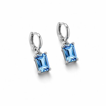 Women's Silver Blue Crystal Drop Earrings