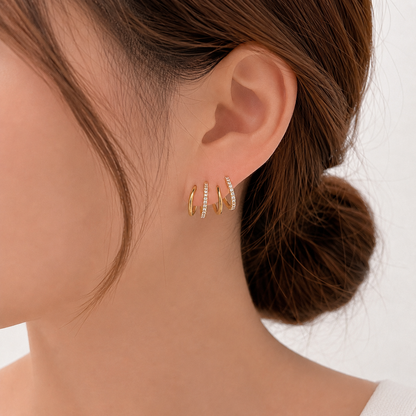 Women's Golden Crystal Triple Hoop Earrings