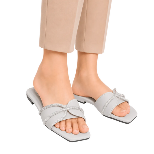 Women's Grey Stone Criss-Cross Flats