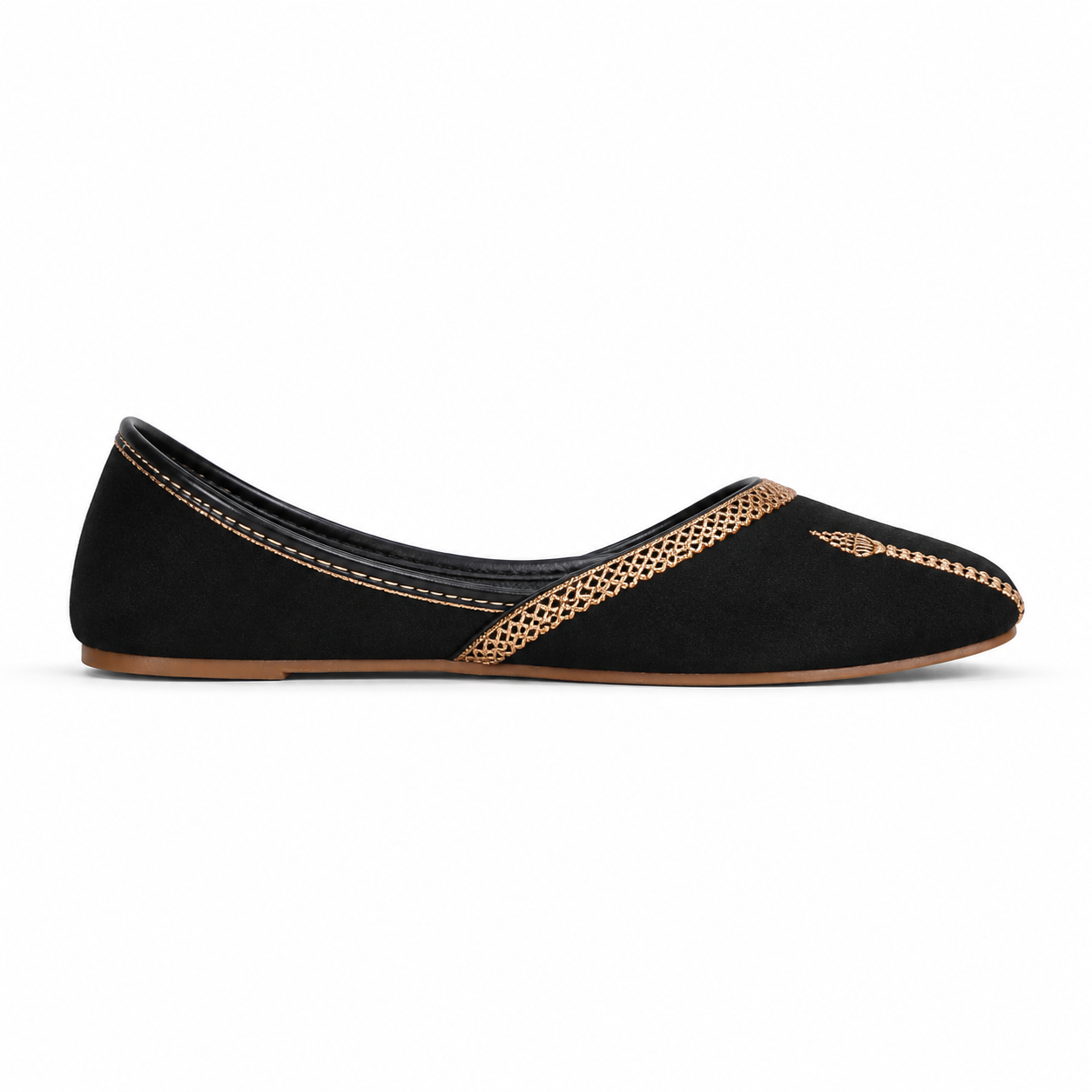 Women's Black Golden Zari Khussa