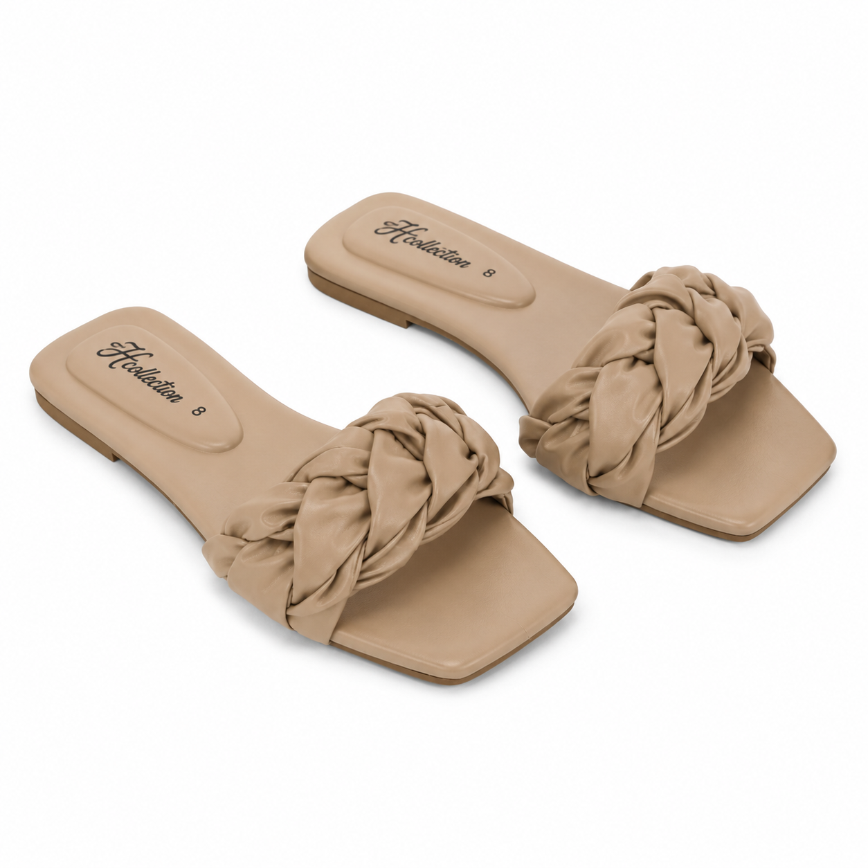 Women Beige Knotted Flat Slippers