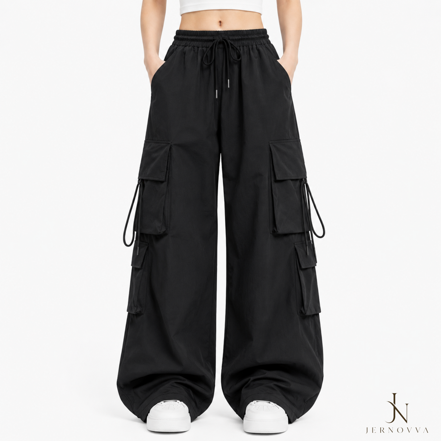 Premium Women's Baggy Cargo Pants – High Waist Wide Leg and Pockets Streetwear Trousers