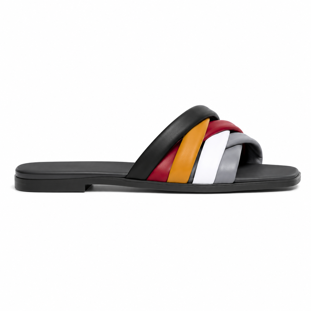 Women's Multi-Tone Cross Strap Flat Sandals