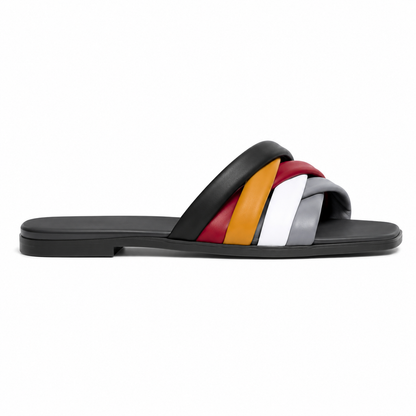 Women's Multi-Tone Cross Strap Flat Sandals