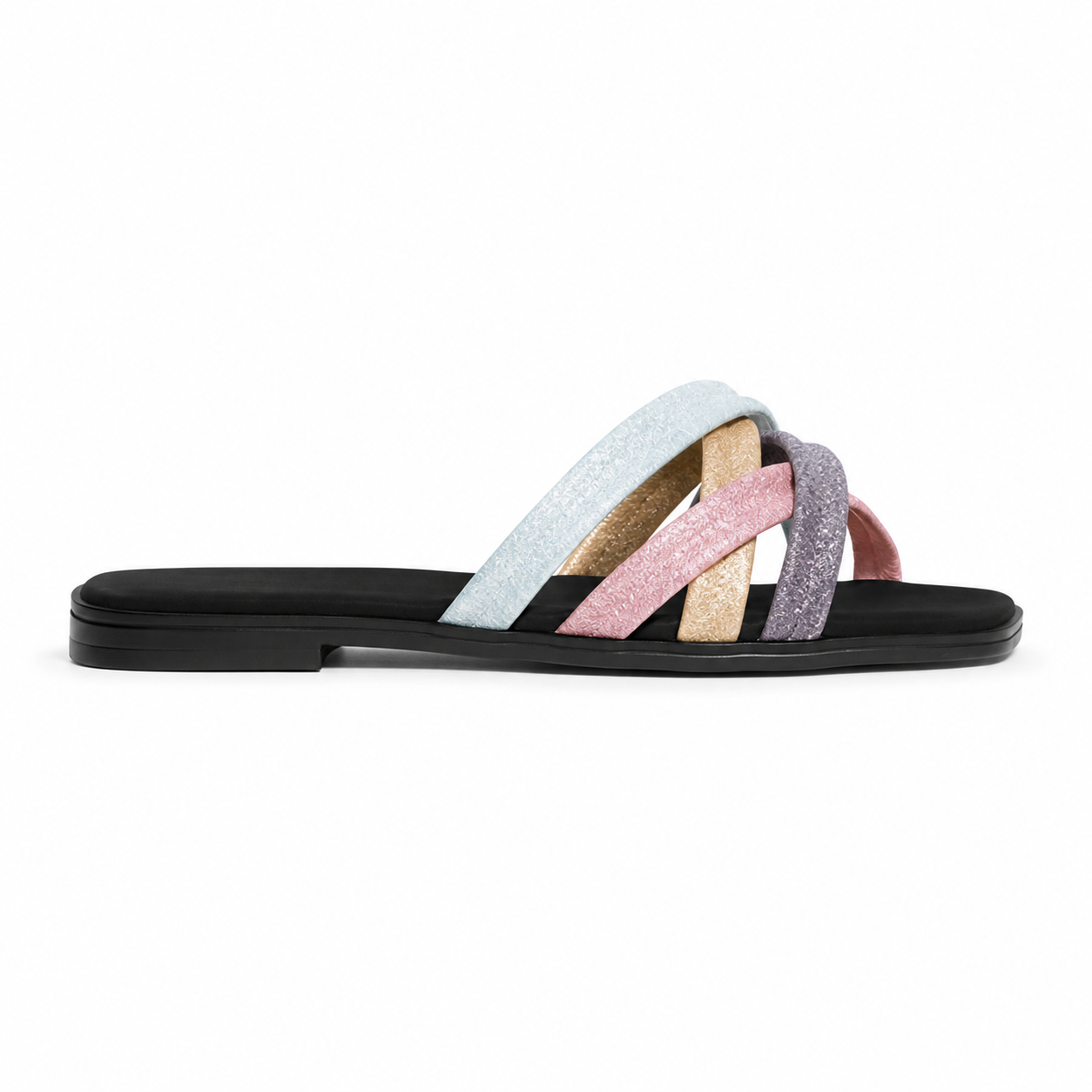 Women's Multi-Color Criss Cross Glitter Flats