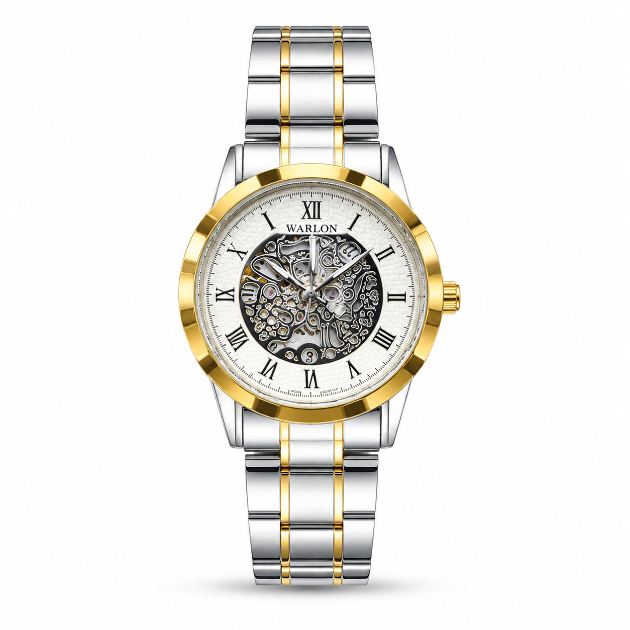 Two Tone Skeleton Roman Dial Men's Watch